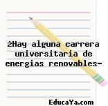 ¿Hay alguna carrera universitaria de energias renovables?