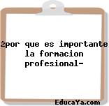 ¿por que es importante la formacion profesional?