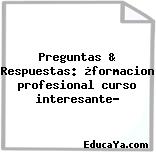 Preguntas & Respuestas: ¿formacion profesional curso interesante?