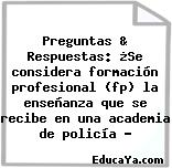 Preguntas & Respuestas: ¿Se considera formación profesional (fp) la enseñanza que se recibe en una academia de policía ?