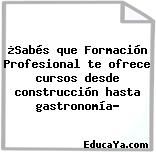 ¿Sabés que Formación Profesional te ofrece cursos desde construcción hasta gastronomía?