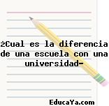 ¿Cual es la diferencia de una escuela con una universidad?