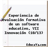 Experiencia de evaluación formativa de un software educativo. VII Innovación (10/13)