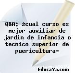 Q&A: ¿cual curso es mejor auxiliar de jardin de infancia o tecnico superior de puericultura?