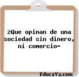 ¿Que opinan de una sociedad sin dinero, ni comercio?