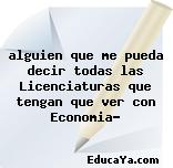 alguien que me pueda decir todas las Licenciaturas que tengan que ver con Economia?