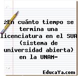 ¿En cuánto tiempo se termina una licenciatura en el SUA (sistema de universidad abierta) en la UNAM?