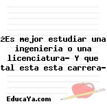 ¿Es mejor estudiar una ingenieria o una licenciatura? Y que tal esta esta carrera?