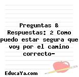 Preguntas & Respuestas: ¿ Como puedo estar segura que voy por el camino correcto?