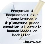 Preguntas & Respuestas: ¿que licenciaturas o diplomatura puedo estudiar si estudio hummanidades en bachiller?