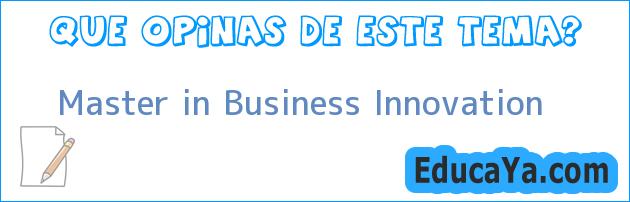 Master in Business Innovation