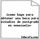 ¿como hago para obtener una beca para estudios de postgrado en venezuela?