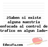 ¿Saben si existe alguna maestria enfocada al control de trafico en algun lado?