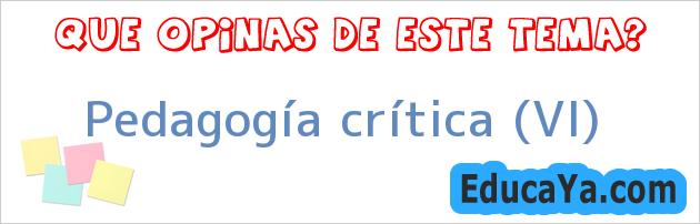 Pedagogía crítica (VI)