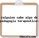 ¿alguien sabe algo de pedagogia terapeutica?