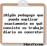 ¿Algún pedagogo que pueda explicar exactamente en qué consiste su trabajo diario en concreto?