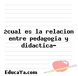 ¿cual es la relacion entre pedagogia y didactica?