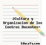 ¿Cultura y Organizacion de los Centros Docentes?