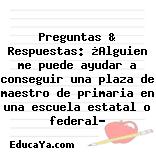 Preguntas & Respuestas: ¿Alguien me puede ayudar a conseguir una plaza de maestro de primaria en una escuela estatal o federal?