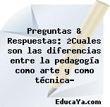 Preguntas & Respuestas: ¿Cuales son las diferencias entre la pedagogía como arte y como técnica?