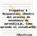 Preguntas & Respuestas: ¿Dentro del proceso de enseñanza de aprendizaje. Como aprende el estudiante?