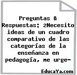 Preguntas & Respuestas: ¿Necesito ideas de un cuadro comparativo de las categorías de la enseñanza en pedagogía, me urge?