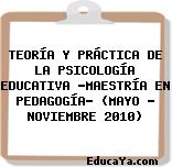 TEORÍA Y PRÁCTICA DE LA PSICOLOGÍA EDUCATIVA «MAESTRÍA EN PEDAGOGÍA» (MAYO – NOVIEMBRE 2010)