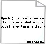 Apolo: La posición de la Universidad es de total apertura a las …