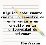 Alguien sabe cuanto cuesta un semestre de enfermeria o un credito en la universidad de arizona?