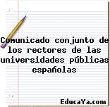 Comunicado conjunto de los rectores de las universidades públicas españolas