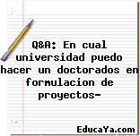 Q&A: En cual universidad puedo hacer un doctorados en formulacion de proyectos?