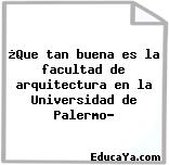 ¿Que tan buena es la facultad de arquitectura en la Universidad de Palermo?