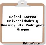 Rafael Correa Universidades y Unasur, Alí Rodríguez Araque